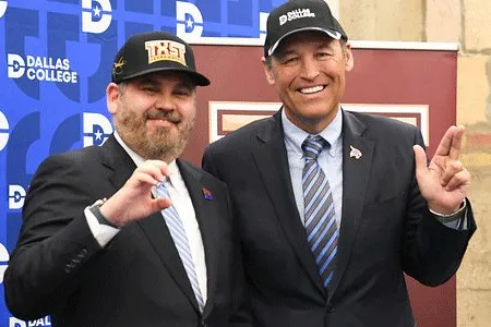 Chancellor Justin Lonon and TXST President Kelly Damphousse