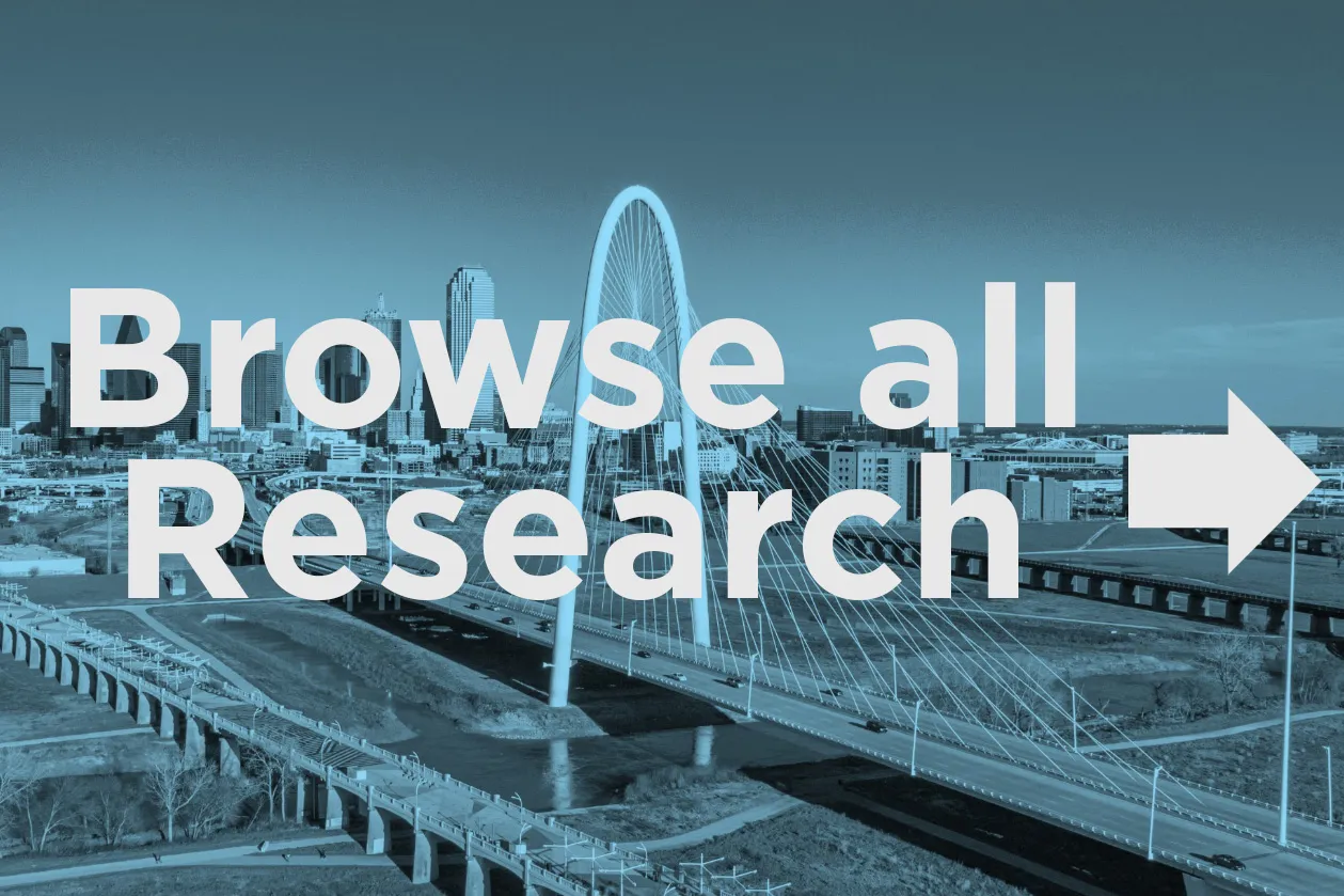 View of Dallas from the Trinity River, with the text 