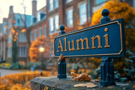 alumni sign on college campus