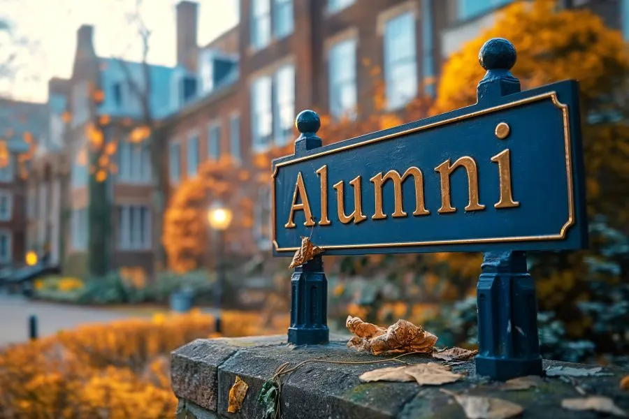alumni sign on college campus