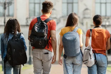 Students are seen walking across their campus