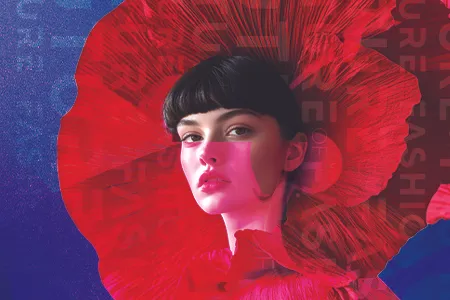 a woman wearing a red, open hood