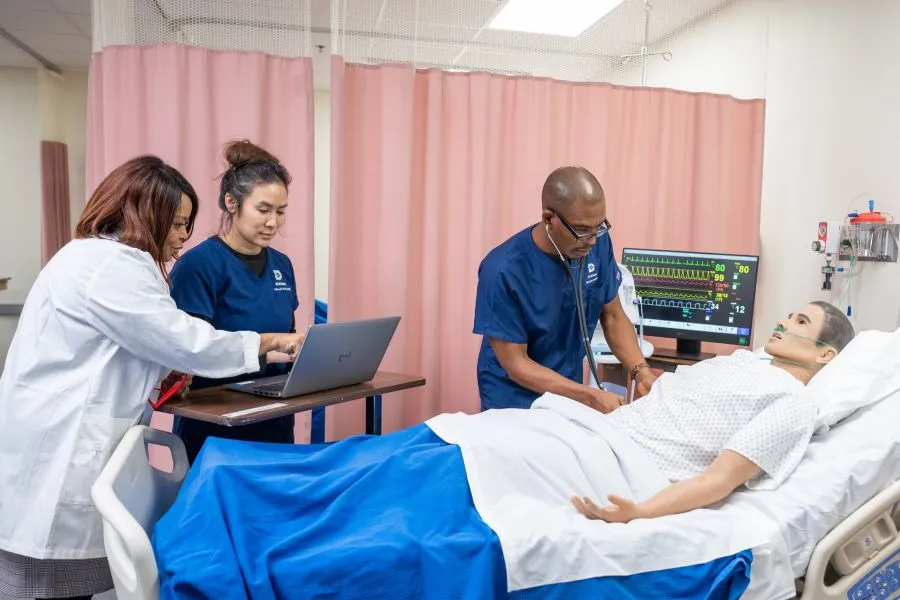 Students practice their nursing skills in the North Lake lab