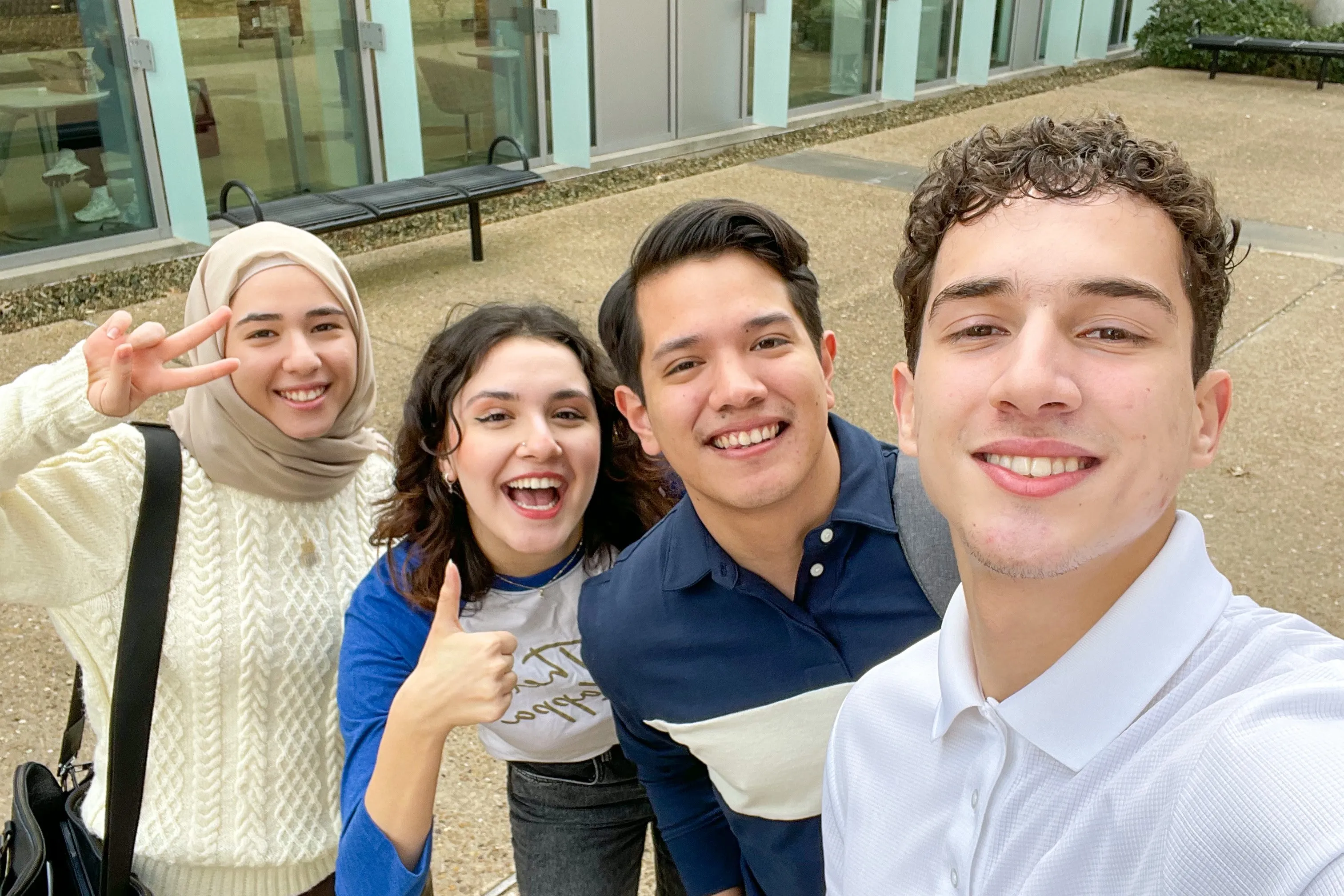 A group of students pose for a selfie at Richland
