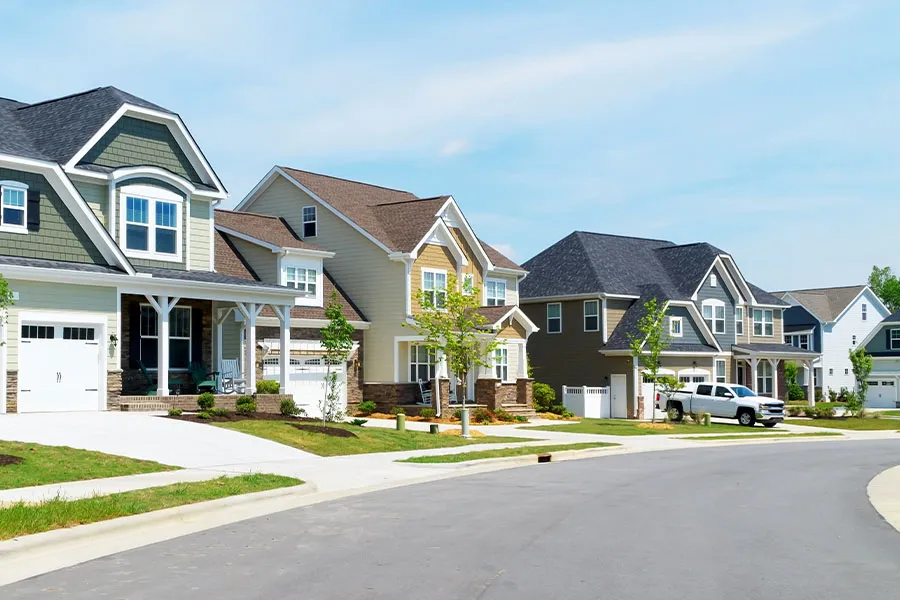 Row of residential homes