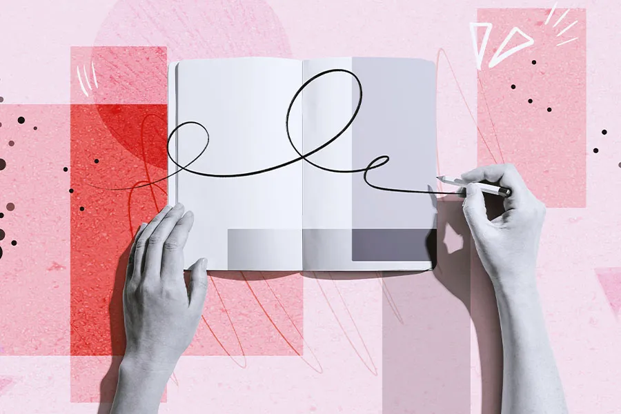 Abstract image of hands writing