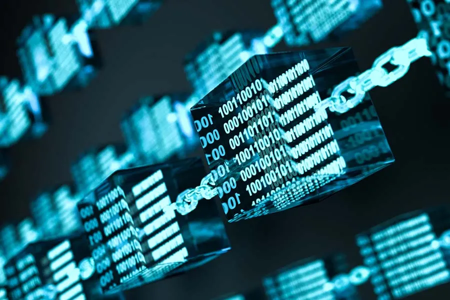 Digital illustration of a block chain