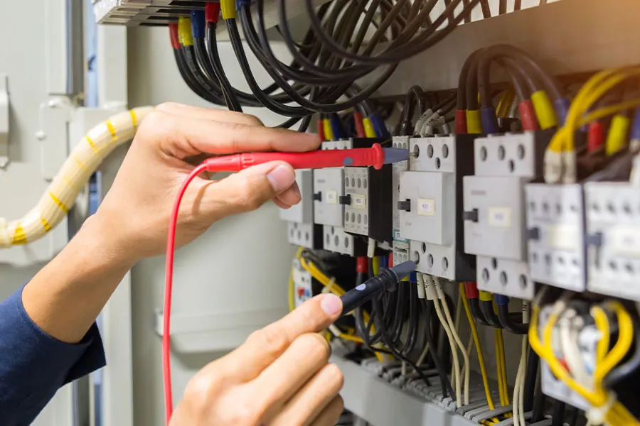 Electrical wires on a switchboard
