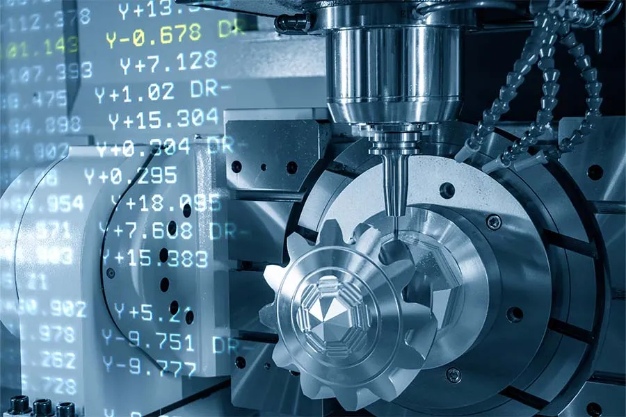 Machine drilling metal material with number dataset