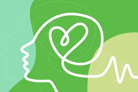 abstract image of a heart inside the outline of a profile of a head