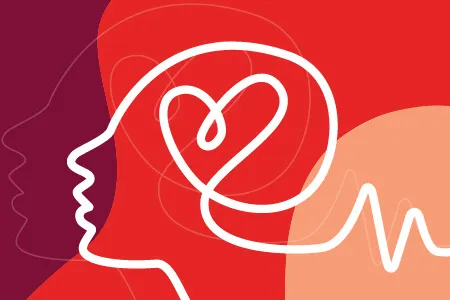 Abstract image of a head and a heart overlay
