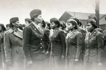 historic photo of African American women in military uniforms