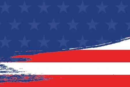 abstract graphic with light-blue stars on a dark-blue background on top and red and white stripes below