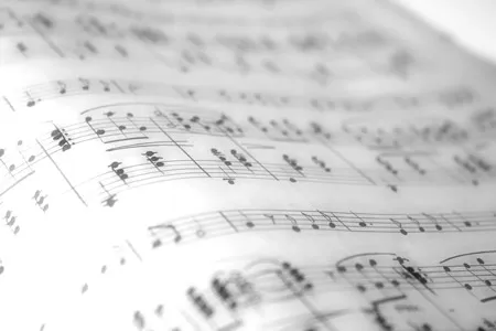 close-up of sheet music