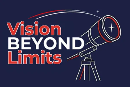 a telescope and the words "Vision Beyond Limits"
