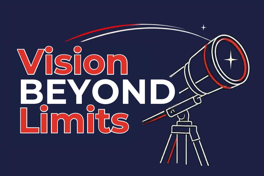 a telescope and the words 