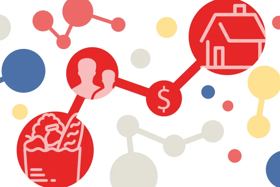 An illustration of connected dots showing connected services