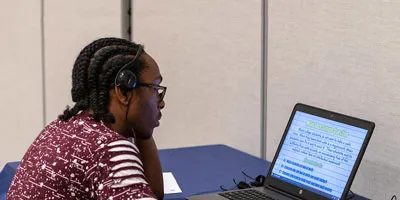 Student taking classes online