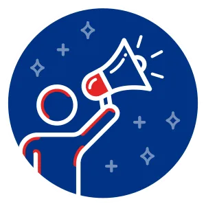 Illustration of a person using a megaphone