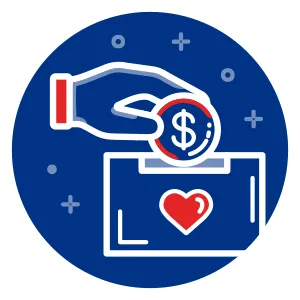 Illustration of a hand putting a coin in a wallet