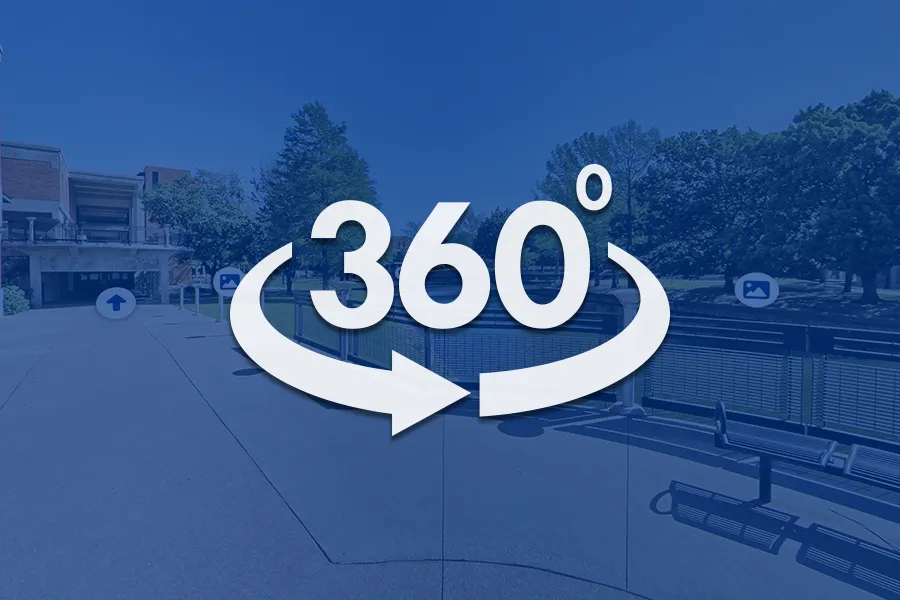 A photo of the Richland lake with 360 degree overlayed on top of the image