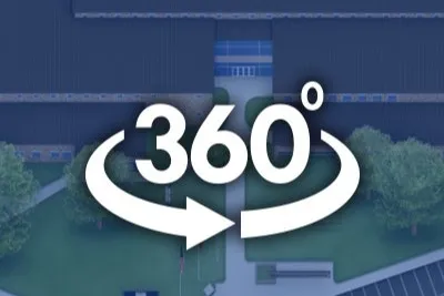 An illustration of Brookhaven Campus with 360-degree overlayed over the image