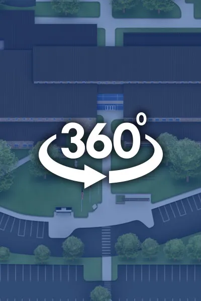 An illustration of Brookhaven Campus with 360-degree overlayed over the image