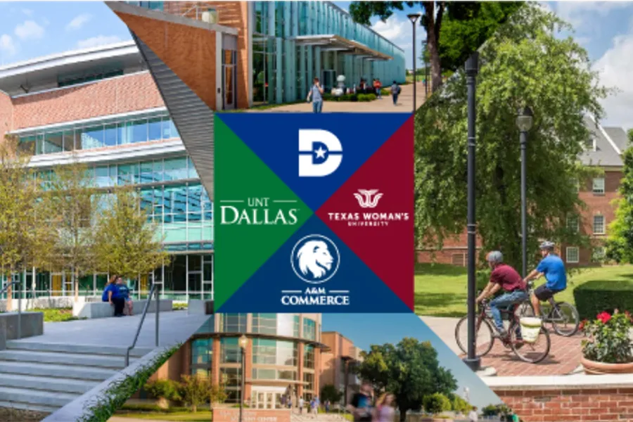 Figure of the Dallas College campus, Texas Women's University campus, the A&M Commerce campus, and the UNT Dallas campus.