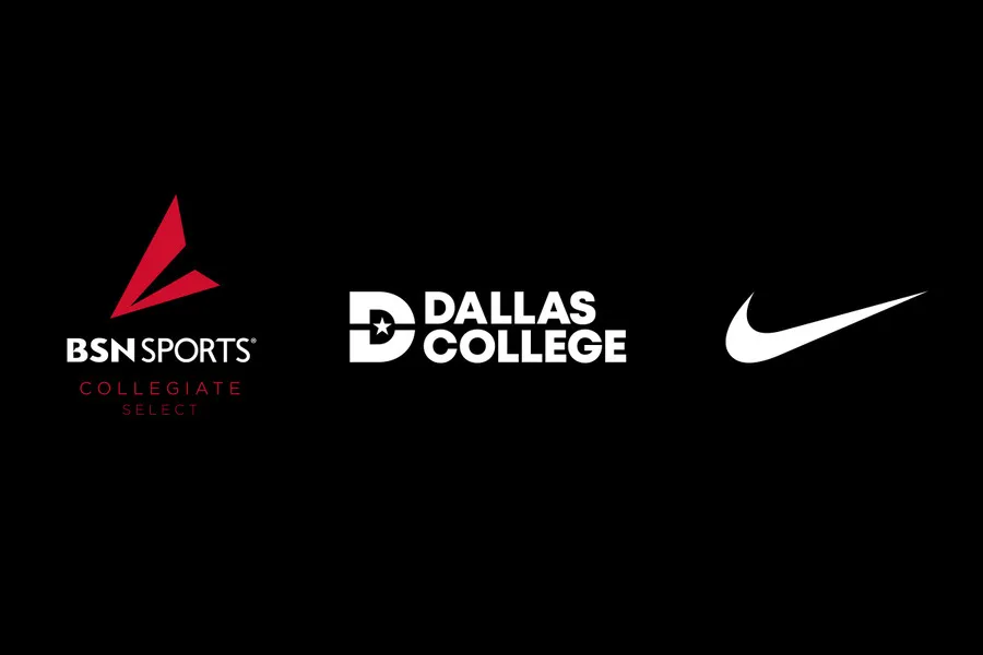 Image with the BSN, Dallas College and NIKE logos on black background