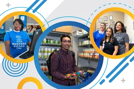 a collage of images of students using Dallas College resources