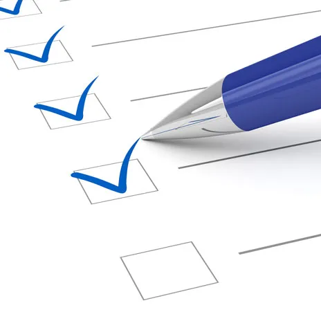 Close up of a checklist and a pen