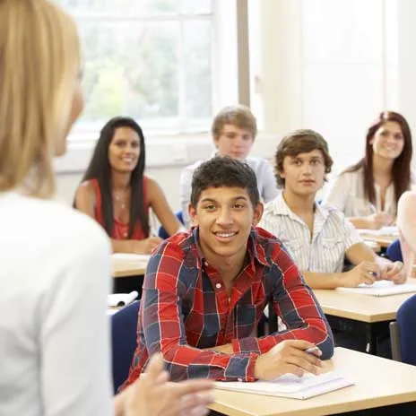 Students in classroom listening to instructor