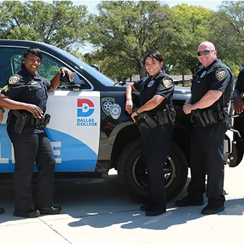 Police officers with vehicle