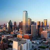 Wideshot of the downtown Dallas skyline