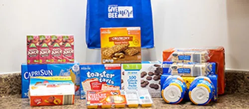 Assorted packaged food items