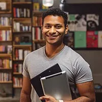 Student in Library