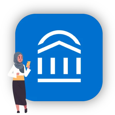 Graphic of student standing in front of the Navigate logo