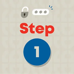 graphic illustration for step 1 in the self-service password reset process
