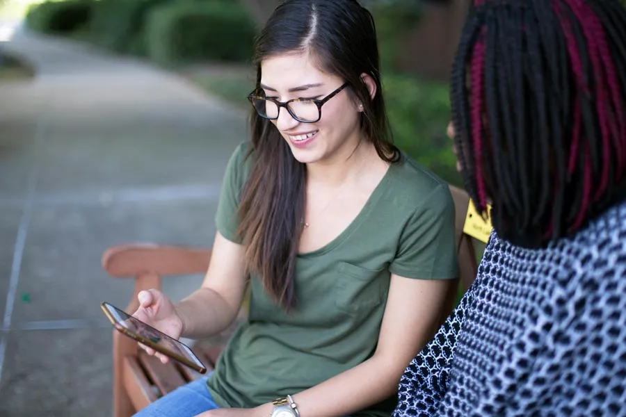 Student using a smartphone