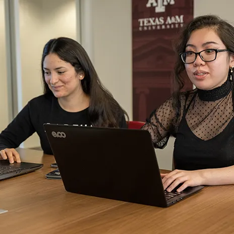 Students working at laptops