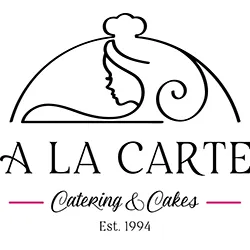 a la carte catering and cakes established 1994 in black outline