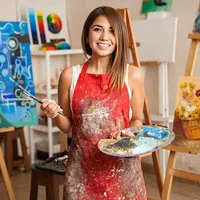 Student in a studio art class