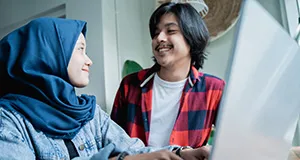 Two student studying together