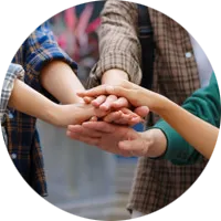 Group of people in a huddle