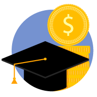 Graduation Hat and Dollar Sign Icon