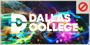 Dallas College logo on busy background that isnt recommended to use