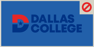 Dallas College logo on a background with poor contrast that isn't recommended to use