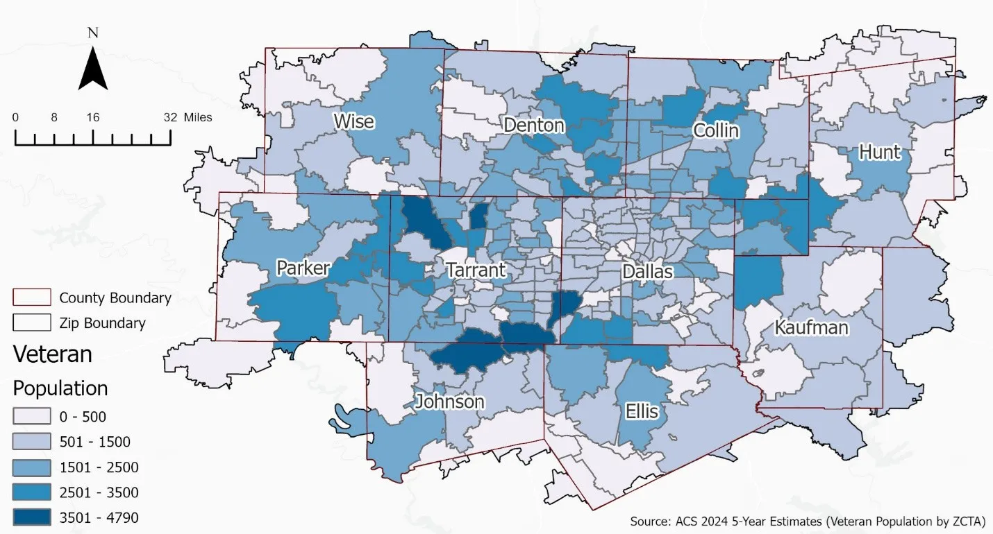 county map of veteran concentration