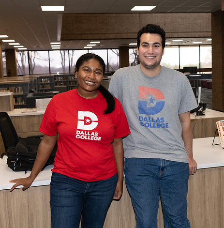 male and female dallas college employees ready to help students