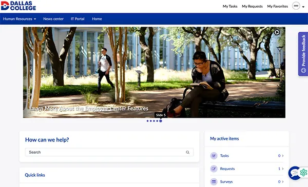 Screen shot of HR Employee Center